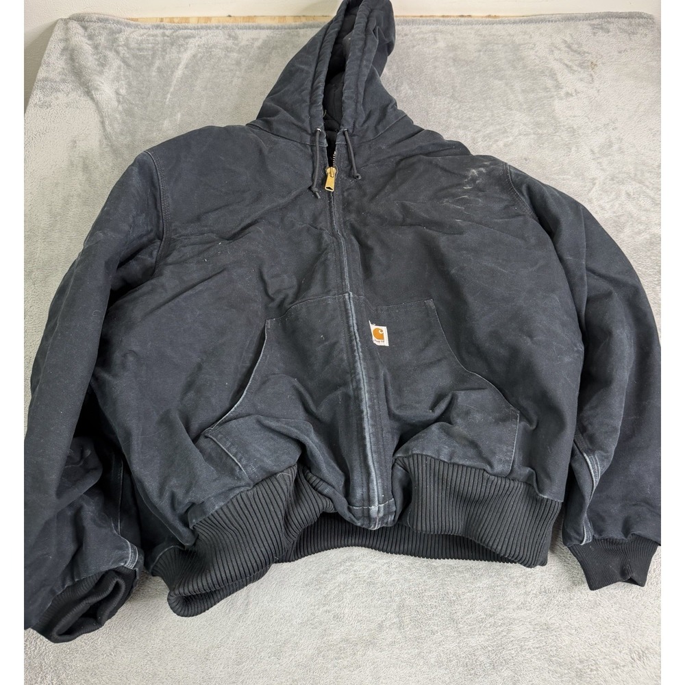 Carhartt Men's J140 Firm Duck Insulated Active Jacket Size 2XL Black Full Zip